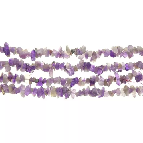 Perles chips 5 - 8 mm en pierre gemme  - Amethyste x78cm