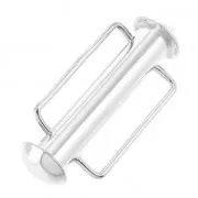 Fermoir coulissant à boucle pour tissage de perles 21.5 mm Placage Argent fin x1