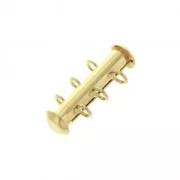 Fermoir 3 rangs coulissant avec anneaux perpendiculaires 21mm Doré à l'or fin x1