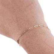 Chaîne maille rectangle alternée limée 2.6 mm en Plaqué Or 3 microns x50 cm