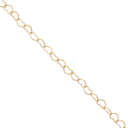 Chaîne maille fantaisie coeur 4.5 mm en Plaqué Or 3 microns x50 cm