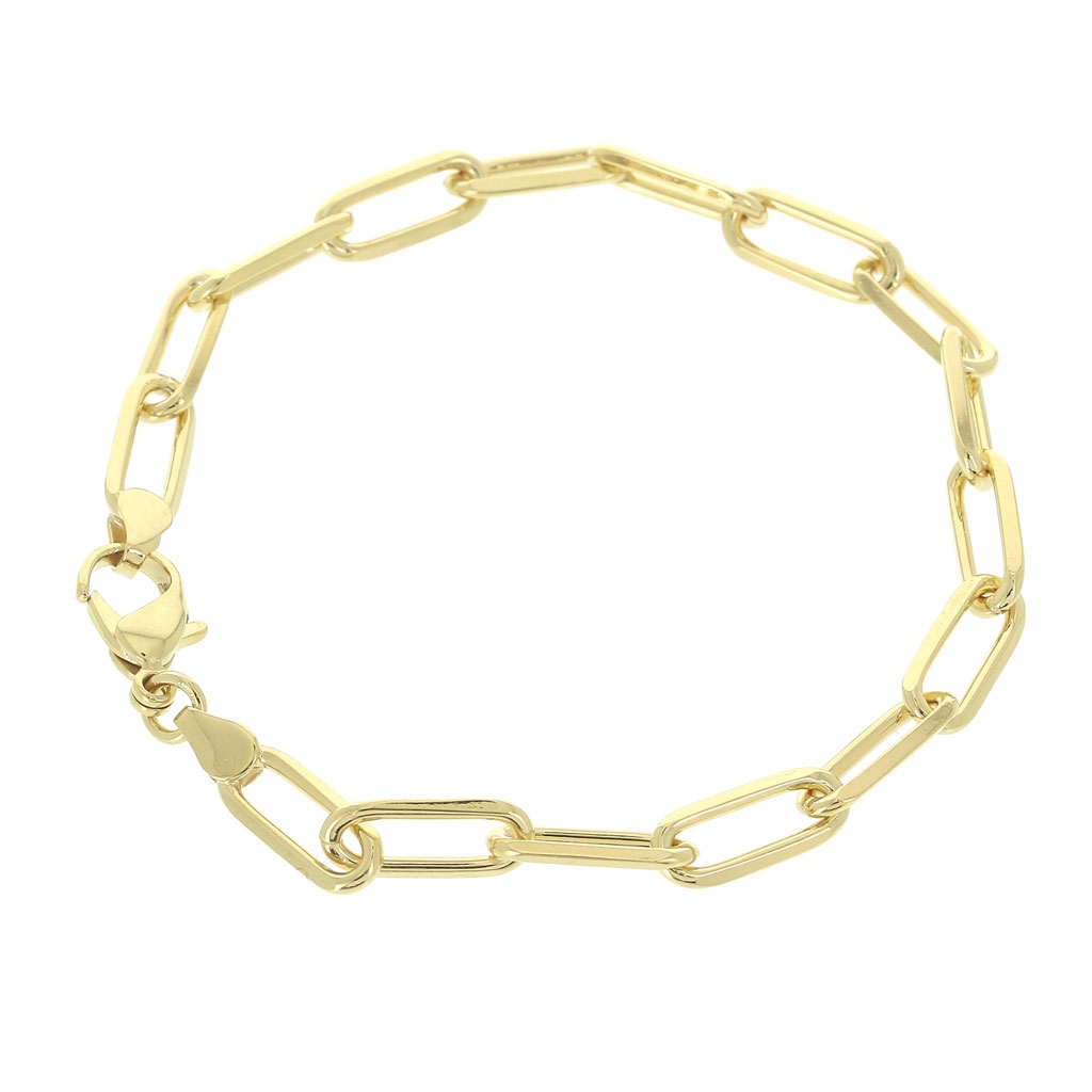 Bracelet Maille Chaîne Rectangulaire Allongée - Plaqué Or 18 Carats 750/1000 - Neuf étiquettes