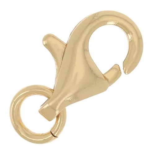 Fermoir mousqueton avec anneau ouvert 11 mm - Doré à l'or fin x1