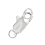 Fermoir mousqueton avec anneaux fermés 12 mm Placage Argent fin x1