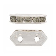 Intercalaire strass 2 rangs 10x4.5 mm Black Diamond en Argent 925 x1