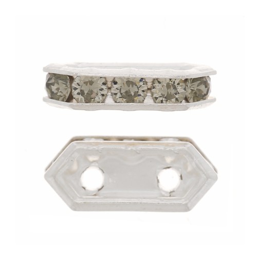 Intercalaire strass 2 rangs 10x4.5 mm Black Diamond en Argent 925 x1