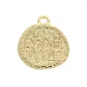 Breloque / Médaille pièce de monnaie romaine en laiton 15 mm doré x1