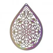 Pendentif teinté laser cut goutte 48x32 mm - Floral x1