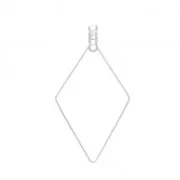 Supports boucles d'oreilles losange deux anneaux 23x46 mm Placage Argent fin x2