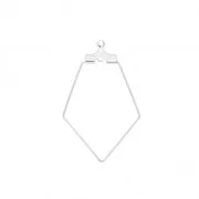 Supports boucles d'oreilles polygone deux anneaux 35x22 mm - Placage Argent fin x2