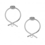 Clous d'oreilles rond effet noeud à décorer avec anneau en laiton 22 mm rhodié x2