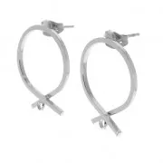 Clous d'oreilles rond effet noeud à décorer avec anneau en laiton 22 mm rhodié x2