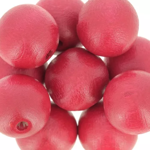 Perles rondes en bois 15 mm Rouge x5