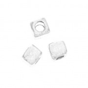 Perles cubes 3 mm Placage Argent fin vieilli x10|raw }}
