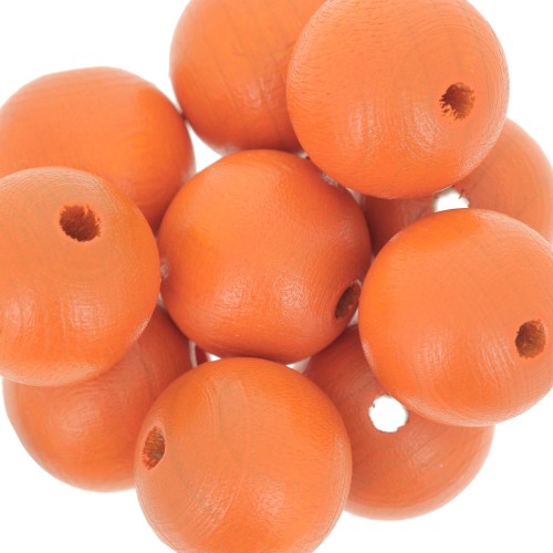 Perles rondes en bois 15 mm Orange x5