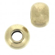 Perles rondes aplaties 8x6 mm - gros trou - Bronze x5