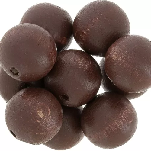 Perles rondes en bois 15 mm Marron Foncé x5