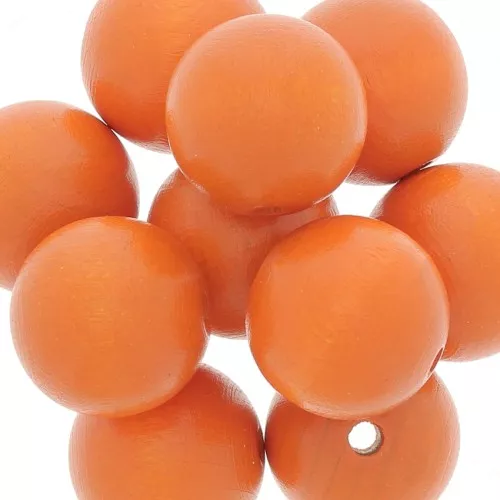 Perles rondes en bois 20 mm - Orange x5