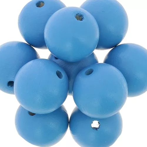 Perles rondes en bois 20 mm - Turquoise x5