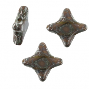 Perles en verre Star Beads par Perles & Co 11x11mm Op Yellow Silver Picasso x30