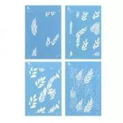 4 Silk Screens superposables Moiko pour Pâte polymère 74x105 mm - Motif Feuillages