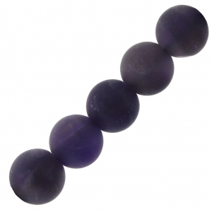 Perles rondes en pierre gemme Amethyste dépoli effet givré 6 mm x 15