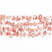 Perles chips 8 - 11 mm imitation pierre gemme  - Strawberry Quartz x85cm