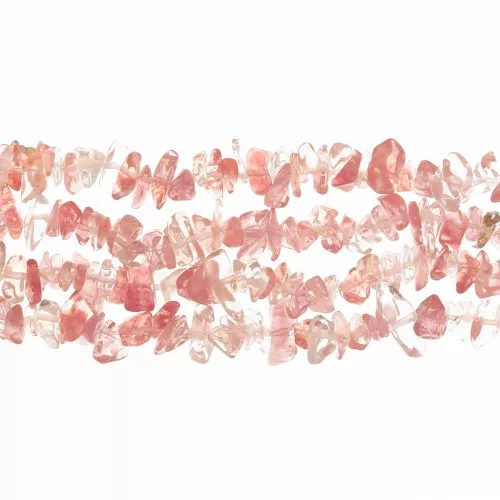 Perles chips 8 - 11 mm imitation pierre gemme - Strawberry Quartz x85cm