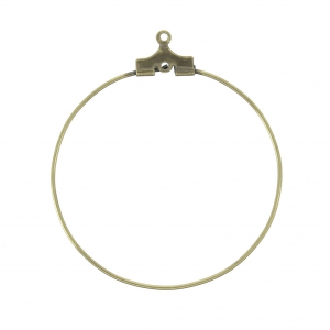 Supports boucles d'oreilles - Créoles à décorer 35 mm - avec 1 trou - Bronze x2