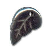 Pendentif feuille 19x11 mm Hematite|raw }}