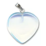 Pendentif coeur 22 mm Pierre de Lune (imitation) x1