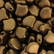 Perles en verre Ginko Duo 2 trous 7.5x7.5 mm Golden Mat x10g|raw }}