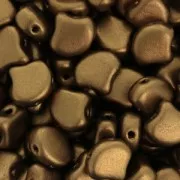 Perles en verre Ginko Duo 2 trous 7.5x7.5 mm Golden Mat x10g