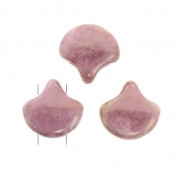 Perles en verre Ginko Duo 2 trous 7.5x7.5 mm Opaque Luster Rose x10g