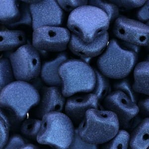 Perles en verre Ginko Duo 2 trous 7.5x7.5 mm Blue Metallic Mat x10g