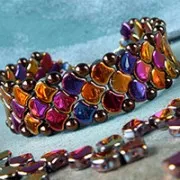 Perles en verre Ginko Duo 2 trous 7.5x7.5 mm Opaque Copper Splash x10g