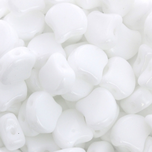 Perles en verre Ginko Duo 2 trous 7.5x7.5 mm Opaque White x10g