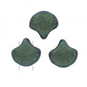 Perles en verre Ginko Duo 2 trous 7.5x7.5 mm Green Turquoise Metallic Mat x10g