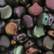 Perles en verre Ginko Duo 2 trous 7.5x7.5 mm Metallic Iris Satin x10g|raw }}