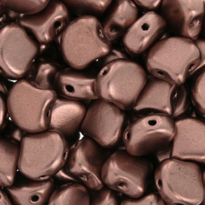 Perles en verre Ginko Duo 2 trous 7.5x7.5 mm Light Copper Mat x10g