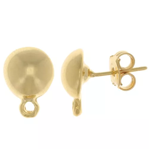 Clous d'oreilles demi-boule 10 mm - Doré à l'or fin x2