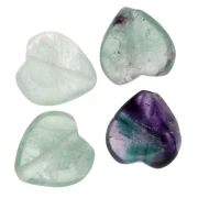Perles en pierre gemme coeurs 10 mm - Fluorite x4