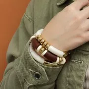 Perle Heishi rondelle en céramique 15 mm Pétrole irisé x1