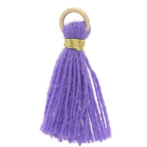 Pompon imitation coton pour création bijoux DIY 12mm Amethyst avec attache Doré x1