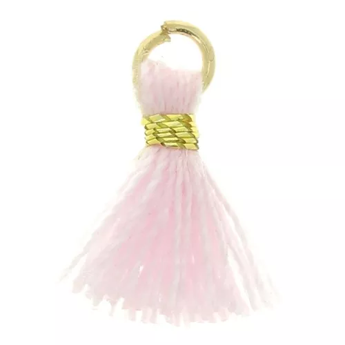 Pompon imitation coton pour création bijoux DIY 10 mm - Rose attache Doré x1
