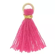 Fuchsia - Pompon imitation coton pour création bijoux DIY 12 mm Fuchsia avec attache Doré x1 Pompon imitation coton pour création bijoux DIY 12 mm Fuchsia avec attache Doré x1