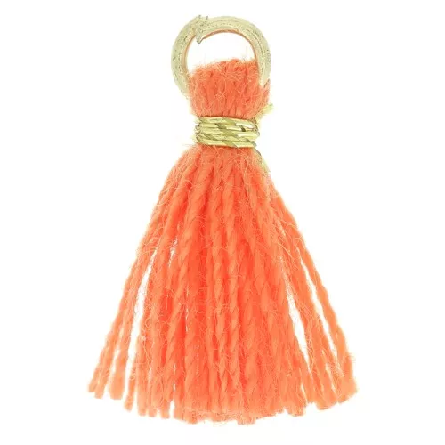 Pompon imitation coton pour création bijoux DIY 10 mm Rouge corail attache Doré x1
