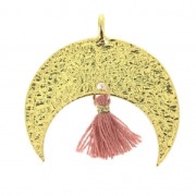 Pompon imitation coton pour création bijoux DIY 10 mm Rouge corail attache Doré x1