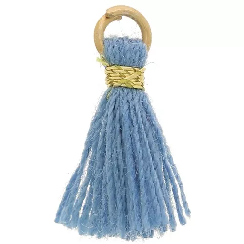 Pompon imitation coton pour création bijoux DIY 12 mm - Blue Jean attache Doré x1