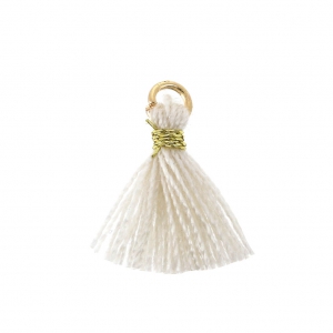 Pompon imitation coton pour création bijoux DIY 12 mm Greige avec attache Doré x1